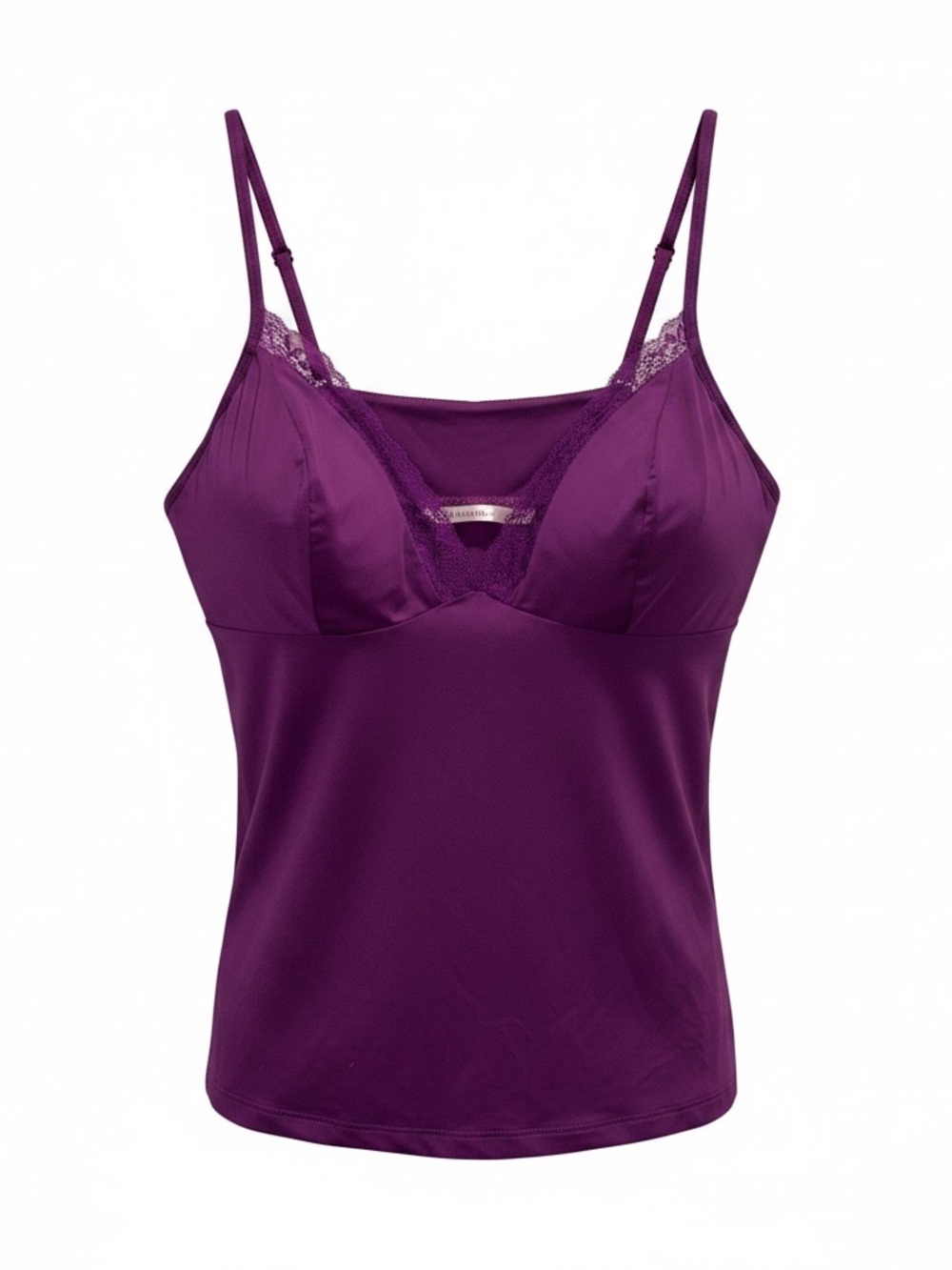 La Vie En Rose Plum Lace-Trim Satin Cami
